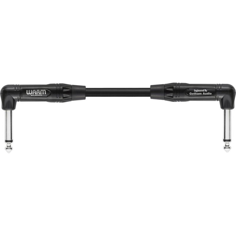 Warm Audio 6-inch silver right-angle to right-angle instrument cable, professional quality for musical instruments and audio setups.