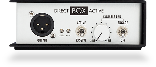 Warm Audio active DI box for electric instruments, compact and durable, used for direct instrument connection and sound clarity.