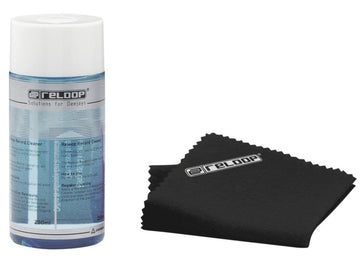 Reloop Record and CD Cleaner Mk2, turntable accessories for cleaning vinyl records and CDs, shown in the image.