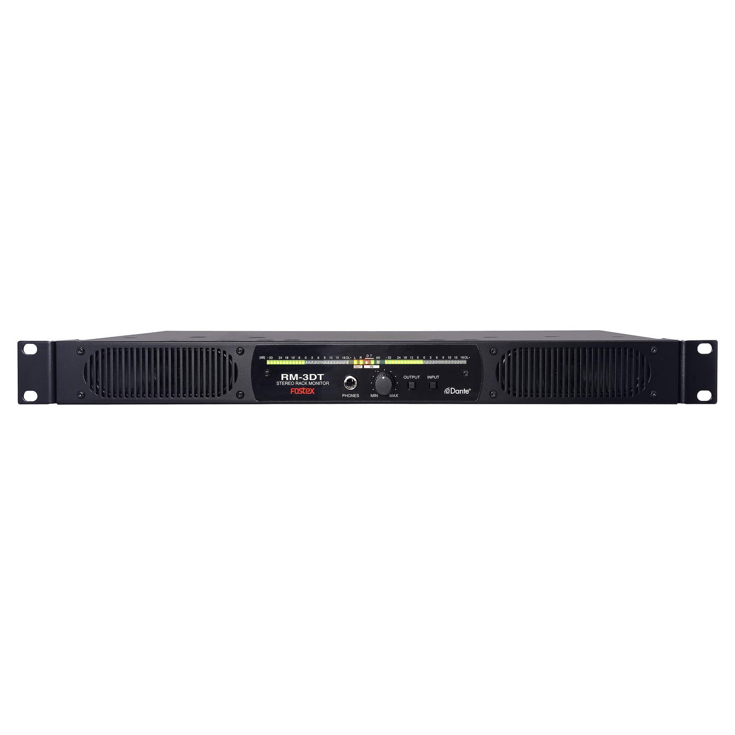 Fostex RM Series active monitor speaker RM-3DT with dual drivers and sleek black design, ideal for professional audio monitoring.