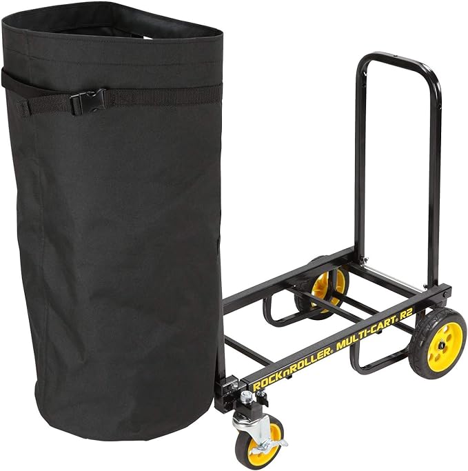 Black RockNRoller R-Bags handle bag with rigid bottom for R2 Multi-Cart, designed for secure, easy transport.