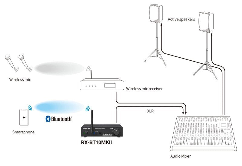 Tascam RX-BT10MKII Bluetooth 5.1 Stereo Audio Receiver with Balanced XLR Output 