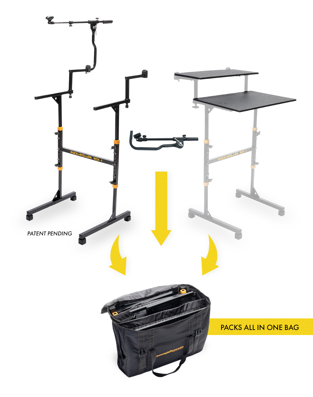 RockNRoller RCK-1 Compact Keystand 2-Tier Travel Keyboard Stand 