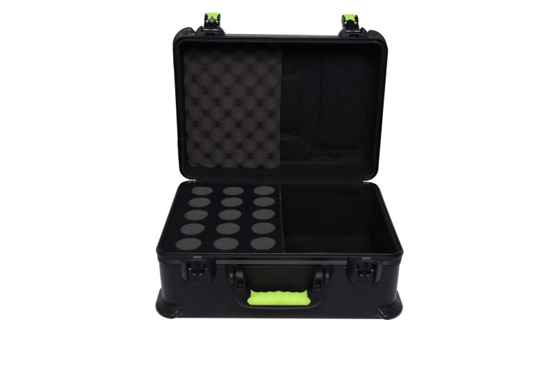 Gator SH-MICCASE15 Molded Case With Drops For 15 Mics & TSA Latch 