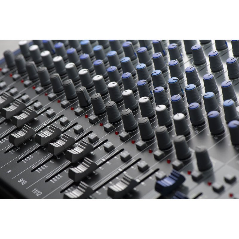 PreSonus USB-C 18-channel hybrid mixer with multiple input channels, controls, and digital interface for professional recording and live sound.