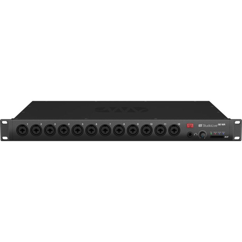 PreSonus StudioLive Series III SE 16R digital rack mixer with 16 inputs and 18 channels, showing control knobs and input ports.