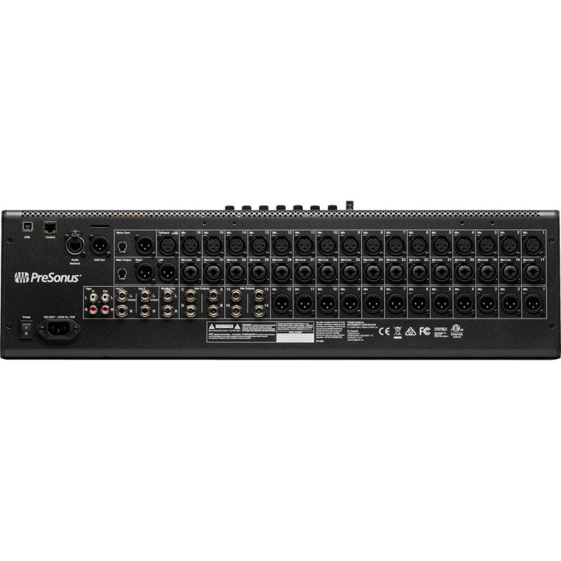 PreSonus StudioLive Series III SE 24 digital console mixer with knobs, faders, and input/output ports for live sound and recording.