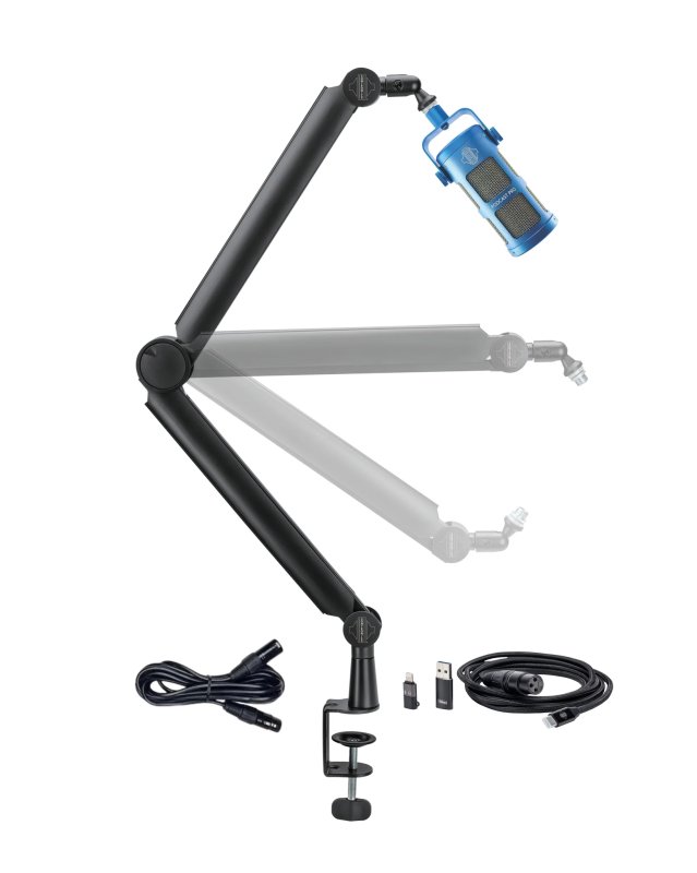 Sontronics Voicecasting Pack STVCP-BLU Podcast Pro Microphone, Elevate Stand and Cable Kit, Blue 