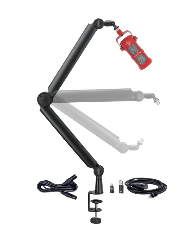 Sontronics Voicecasting Pack STVCP-RED Podcast Pro Microphone, Elevate Stand and Cable Kit, Red 