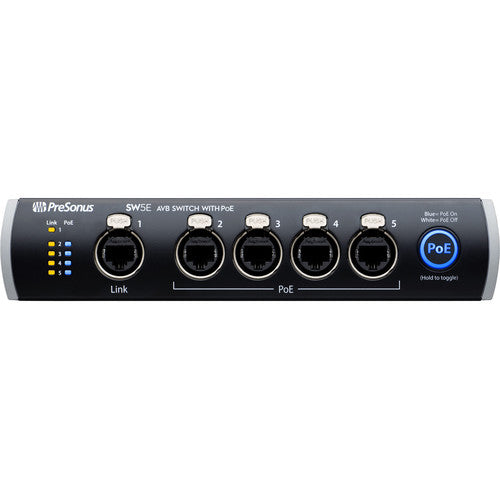 PreSonus 5-port Audio Video Bridging Switch w/ PoE 