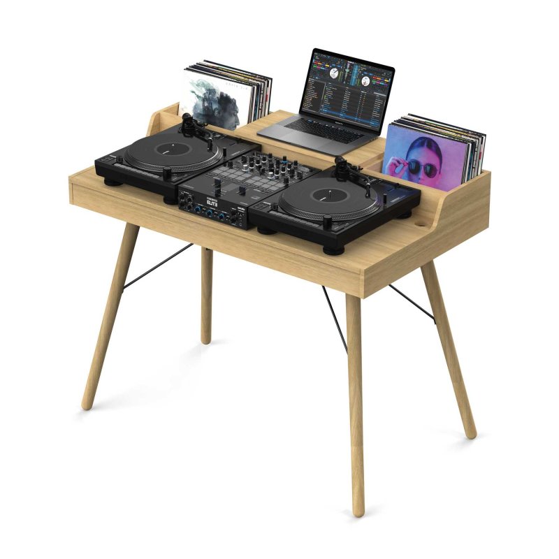 Vintage Glorious Music Station DJ and studio workstation with retro design, mixing console, and audio equipment setup.