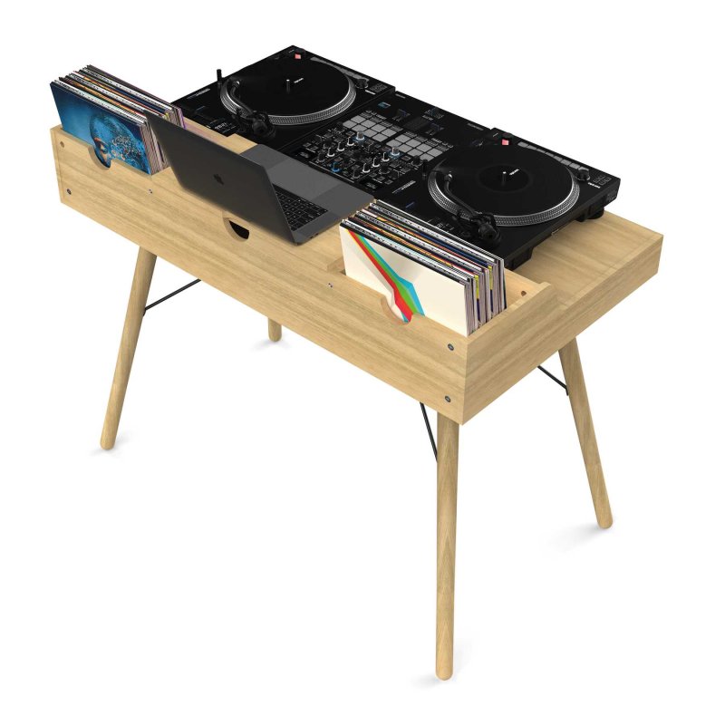 Vintage Glorious Music Station DJ and studio workstation with turntables, mixer, and vintage audio equipment setup.