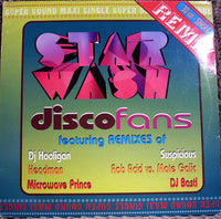Rectangle Triangle Disco Fans (The Remixes) album cover featuring vibrant, abstract artwork with colorful geometric shapes.