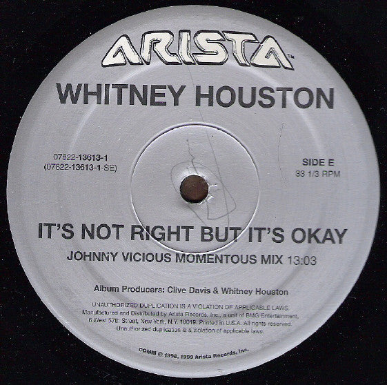 Heartbreak Hotel / It's Not Right But It's Okay (The Dance Mixes) Whitney Houston,Faith Evans,Kelly Price