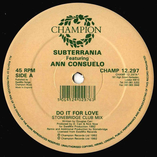 Do It For Love Subterrania,Ann Consuelo