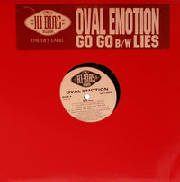 Rectangle Triangle's "Go Go / Lies" album cover featuring abstract geometric shapes in vibrant colors.