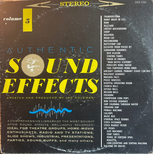 Audio CD cover for Authentic Sound Effects Volume 5 by Rectangle Triangle featuring a colorful abstract design.