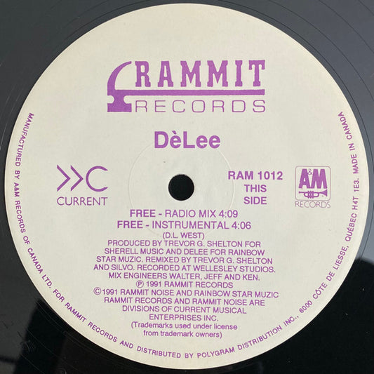 De Lee - Free, 12" vinyl, on Rammit Records (1991)