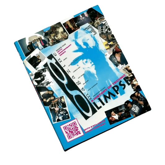 Open book titled "Glimpse: Interactive Remixed" by Rectangle Triangle, showing colorful, abstract illustrations on the pages.