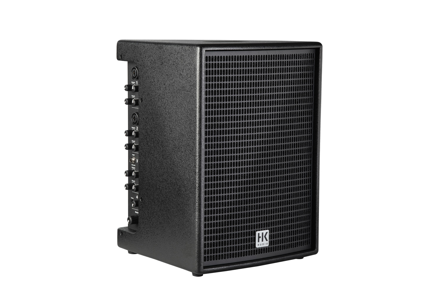 HK Audio PR:O MOVE 8 battery-powered 8-inch speaker with a slanted design for portable sound reinforcement.