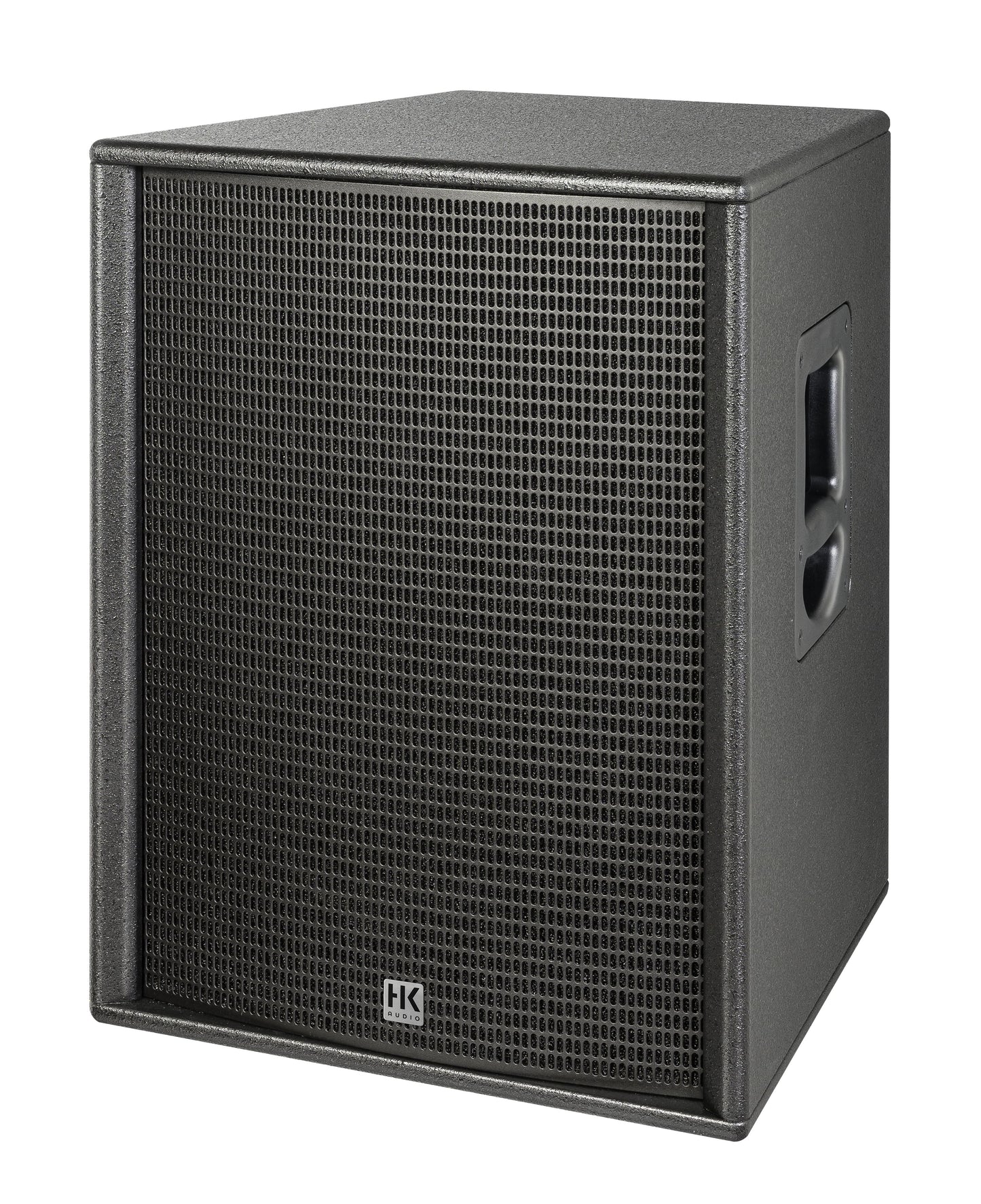 HK Audio PREMIUM PR:O D2 15-inch active monitor showing its front grille and control panel with branding and speaker components.