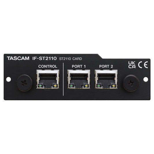 Tascam IF-ST2110 64-channel SMPTE ST 2110 interface card for professional audio and video recording equipment.