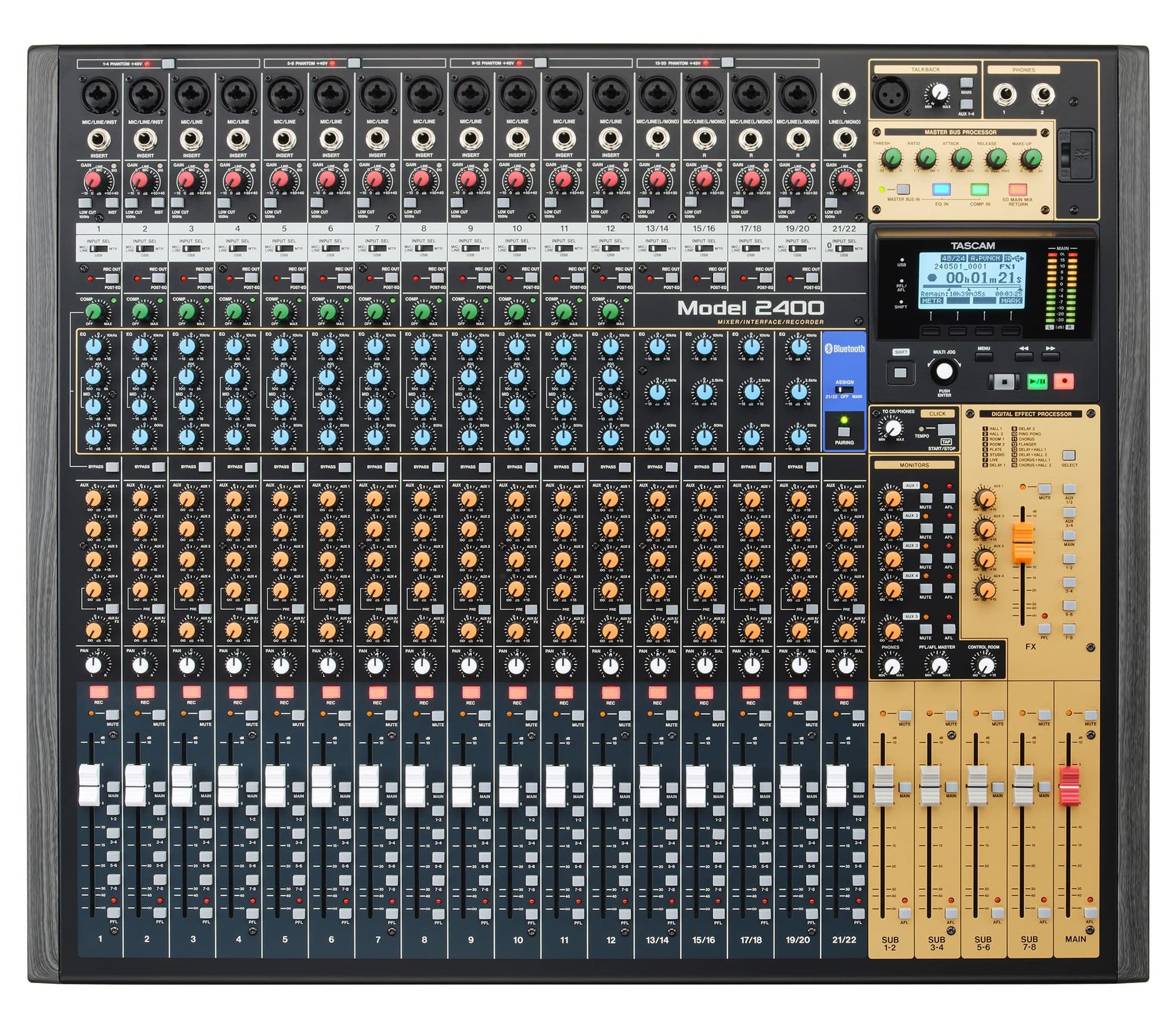 Tascam 24-Track Flagship Analog Recording Console & Live Mixer with Audio Interface 