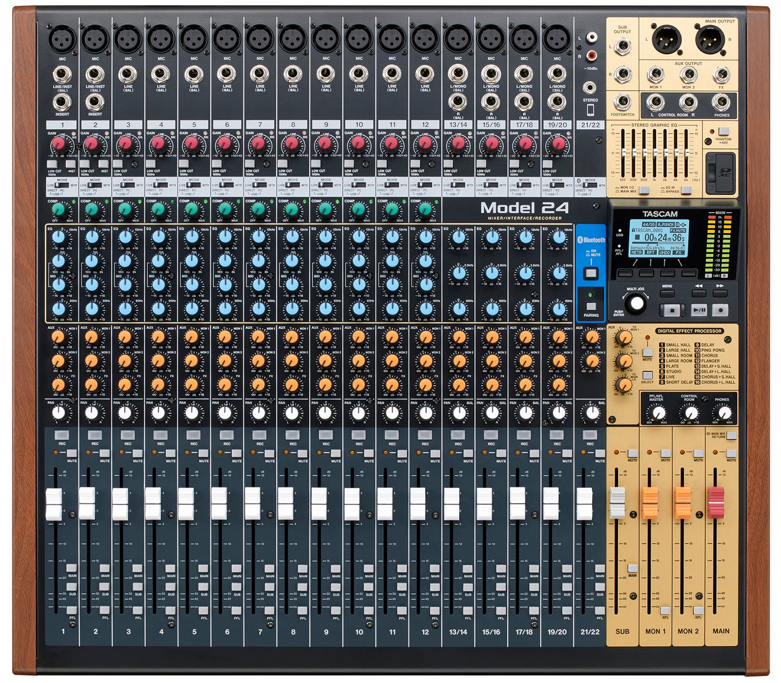 Tascam Model 24 Digital/Analog Hybrid Mixer with Multi-Track Recorder 