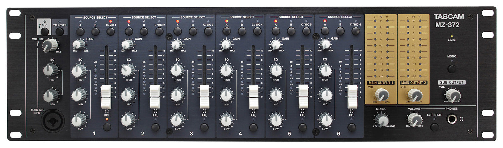 Tascam 7 Channel Rackmount Zone Mixer With Voice Priority 